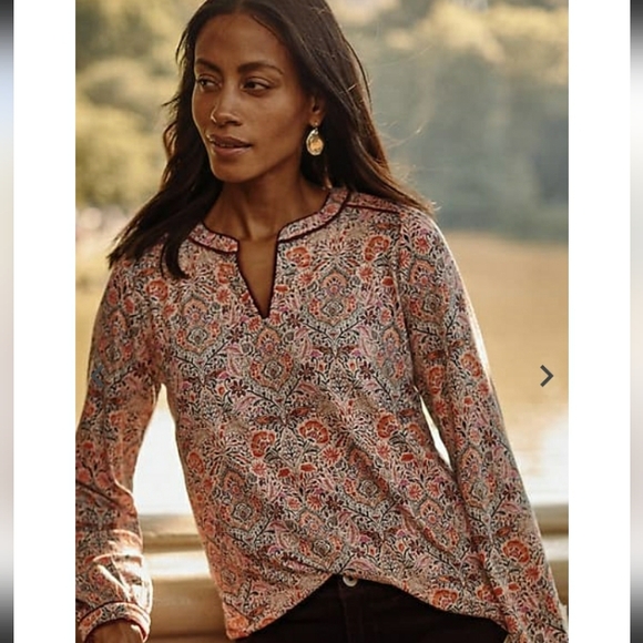 J. Jill Tops - J. Jill Size Medium Floral Top With Velvet Detailing